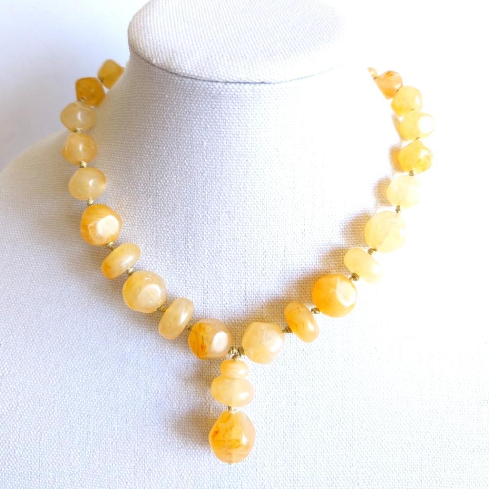 Butterscotch Amber Chunky Bead Necklace 18"